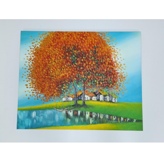 Stretched oil painting on canvas - 635 x 790 mm